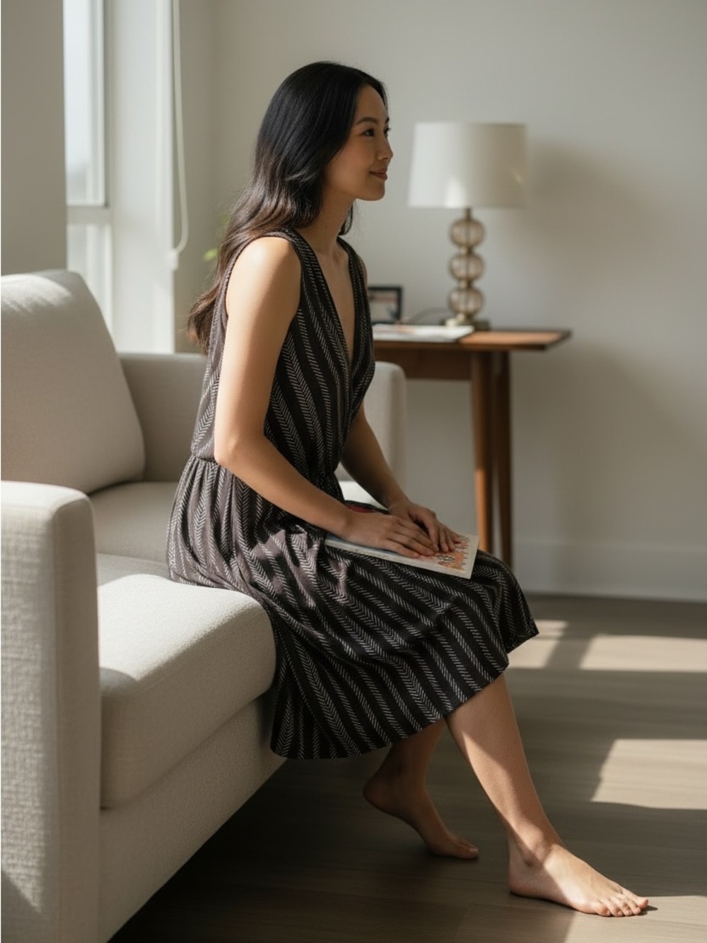 LOFT Burgundy Printed Faux Wrap Dress | XS - Picture 3 of 3